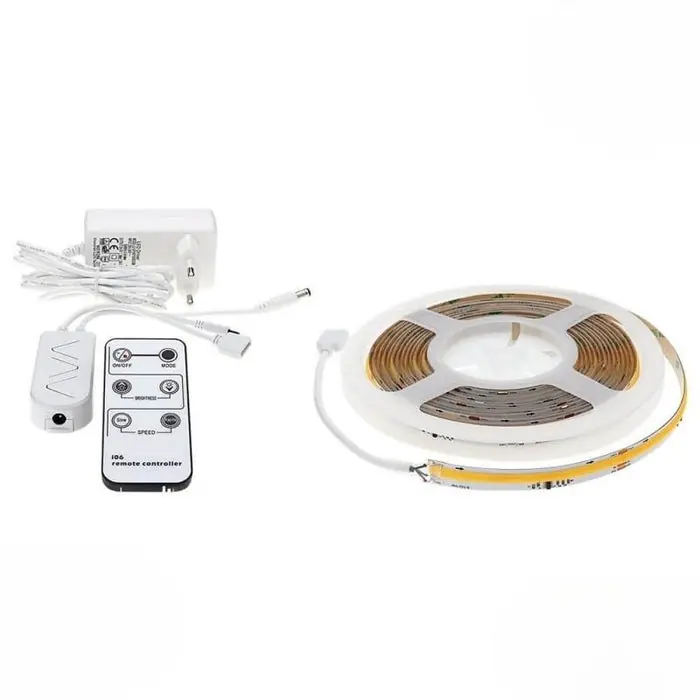 Ruban LED COB 5M Effet Dynamique 360LED\\/m 24V IP65 + Télécommande et Transformateur