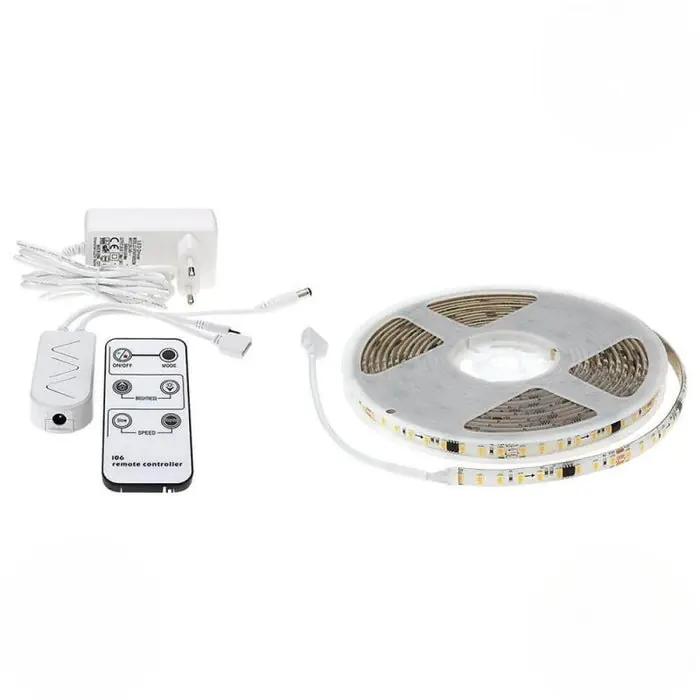 Ruban LED 5M Effet Dynamique 126LED\\/m 12V IP65 + Télécommande et Transformateur