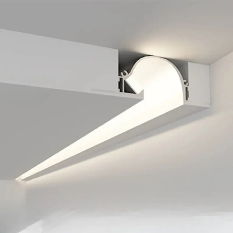 Profilé Aluminium Encastrable Arrondi 2M pour Faux Plafond Éclairage Indirect
