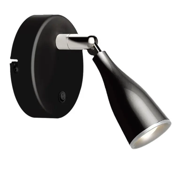 Lampe Murale 4.5W avec Interrupteur Noir\\/Argent