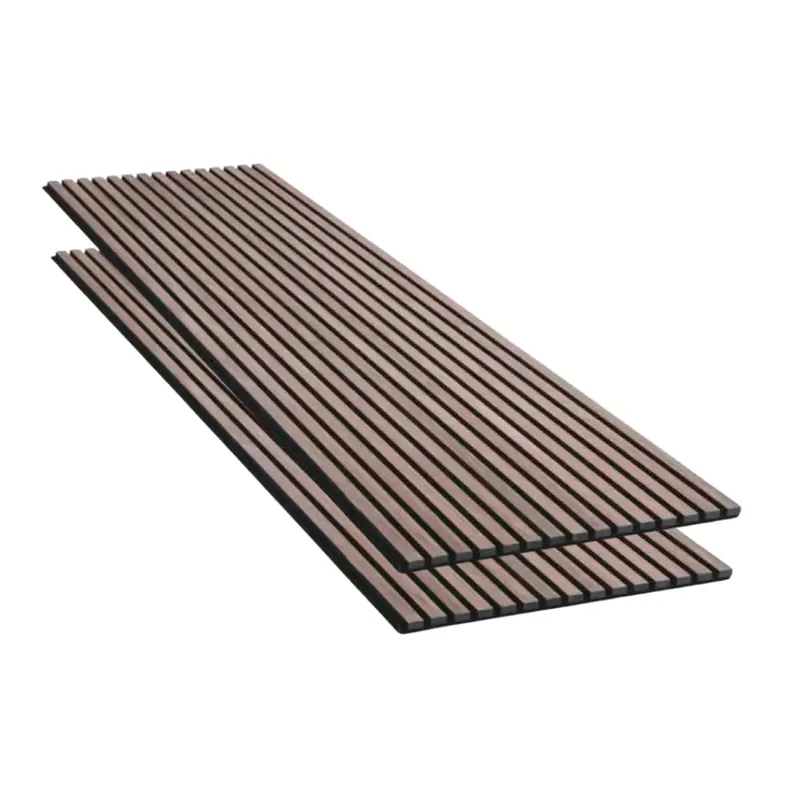 Lot de 2 Panneaux Acoustiques Bois 240x60x2,2cm - Finition Noyer avec Fond Noir