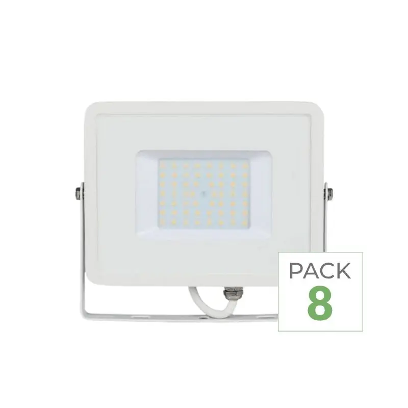 Pack de 8 - Projecteur LED Extérieur 50W IP65 BLANC Garantie 5 ans