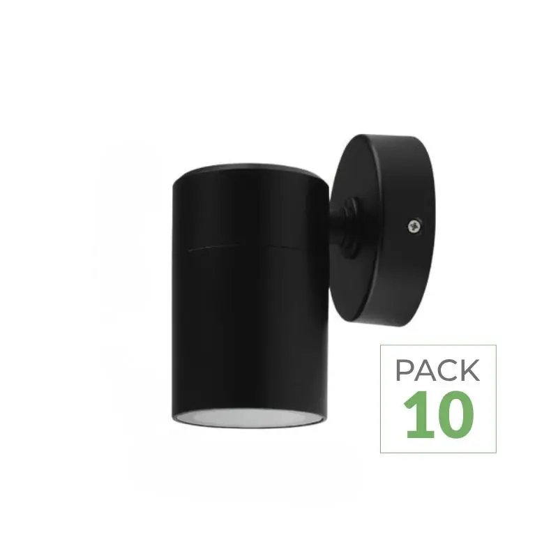 Pack de 10 - Applique murale LED Noire IP65 GU10