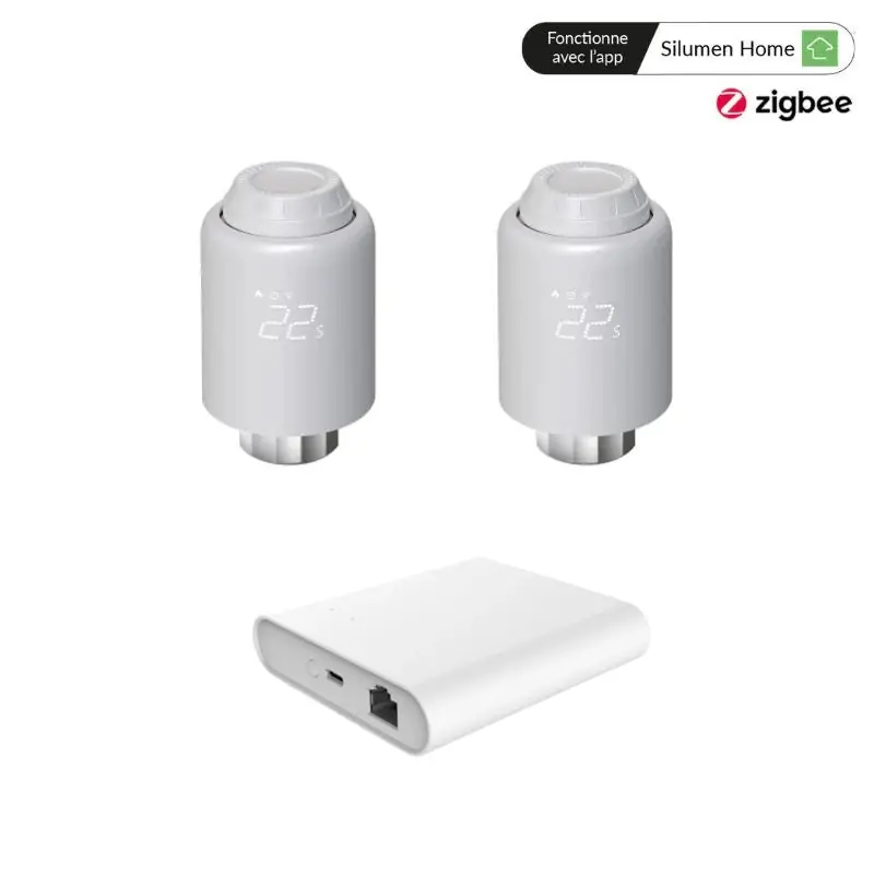 Kit 2 Têtes Thermostatiques Connectées + ZigBee Ethernet