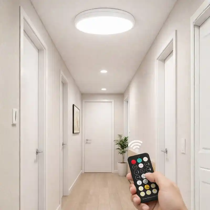 Plafonnier LED 18W IP44 avec détecteur et télécommande
