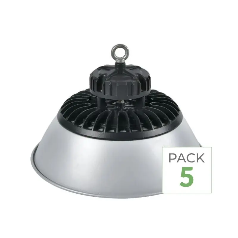 Pack de 5 - Pack de 5 - Cloche LED Industrielle 200W 90° ARGENT