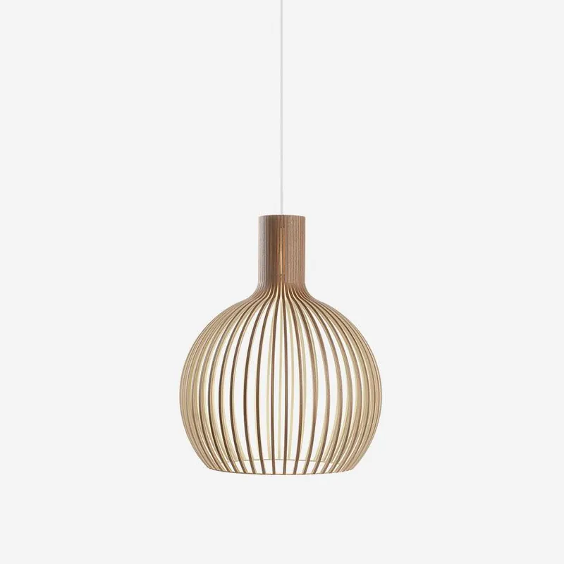 Cage Lampe Suspendue Sculpturale à Cadre Ouvert en Bouleau