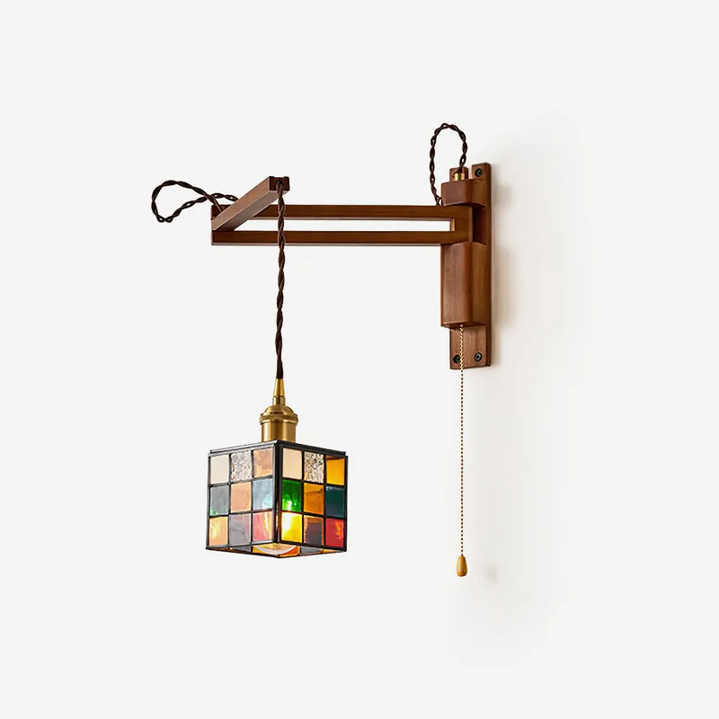 Tiffany Applique Murale Mosaïque avec Chaîne à Tirette