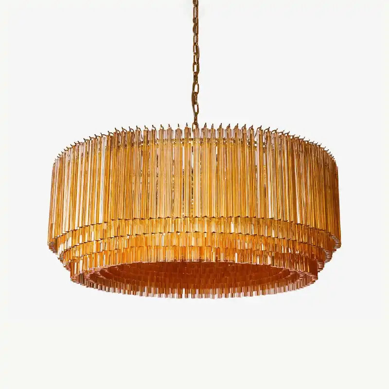 Aurora Lustre en Verre Ambre Tambour