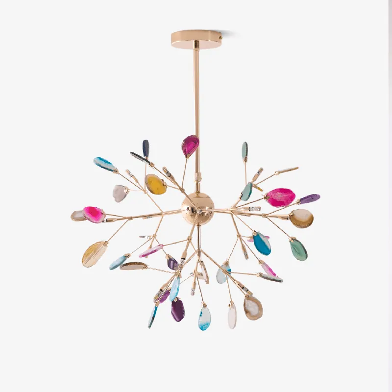 Lustra Lustre Feuille Colorée Bras Dorés