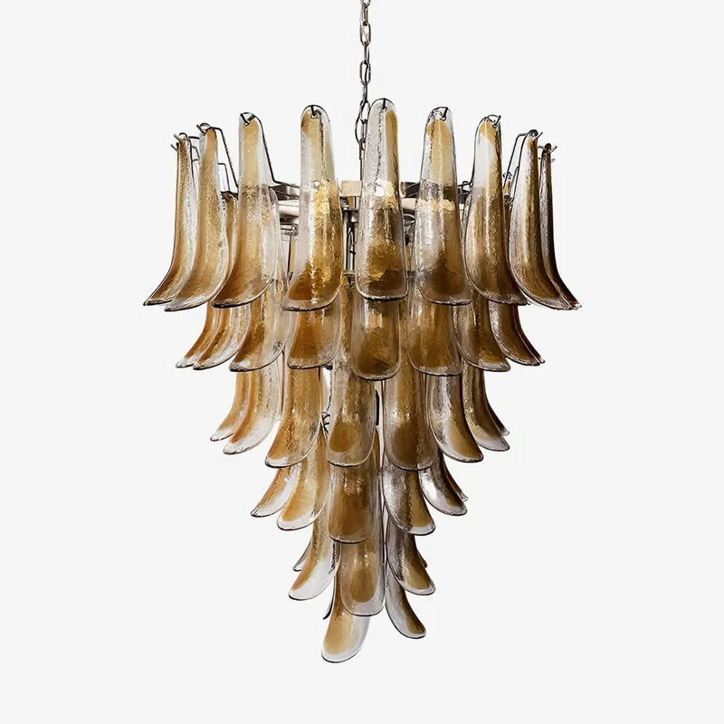 Aurora Lustre Ambre Verre Pétales Superposé Luxe