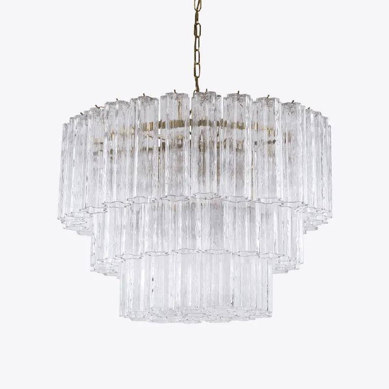 Aurora Lustre Cinq Étage Cannelé Verre Tube Mid Siècle