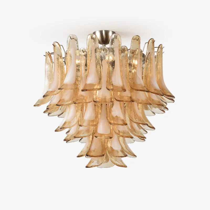 Aurora Plafonnier Ambre Pétale Verre Superposé Vintage