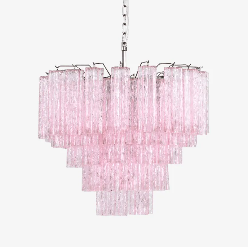 Aurora Lustre Rose Verre Multi-Étage Romantique