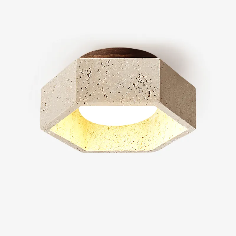 Hexara Lumière de Plafond Hexagonale en Travertin