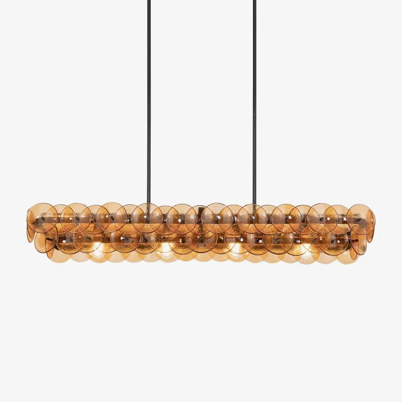 Aurora Lustre Linéaire en Verre Pressé Ambre Moderne