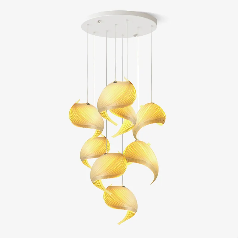 Cumiror Postmoderne Luxe Coquille Bois Bois Pendentif Lumière
