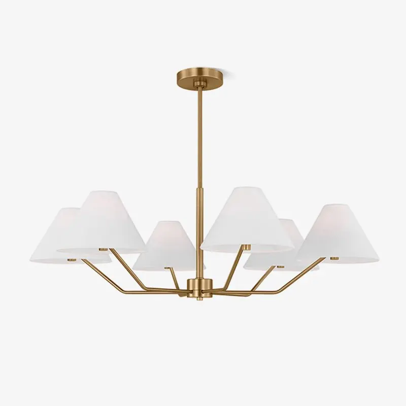 Lustra Lustre en Laiton Abat-jours en Tissu en Forme de Cône Moderne