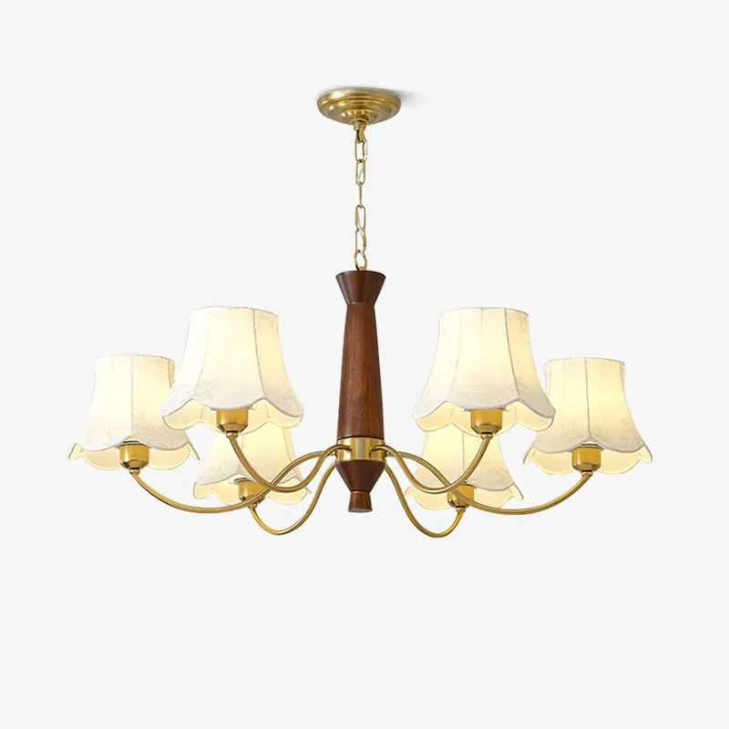 Lustra Lustre Laiton Tissu Bras Courbés