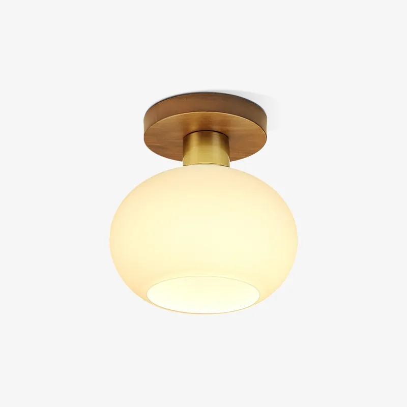 Ellorus Plafonnier Verre Blanc Coquillage Art Nordique