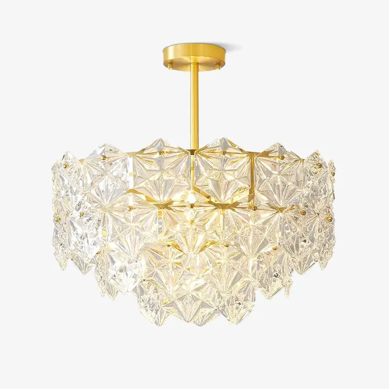 Lustra Lustre en Verre Flocon de Neige Doré