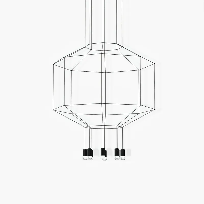 Lustra Suspension Géométrique en Fil Noir LED