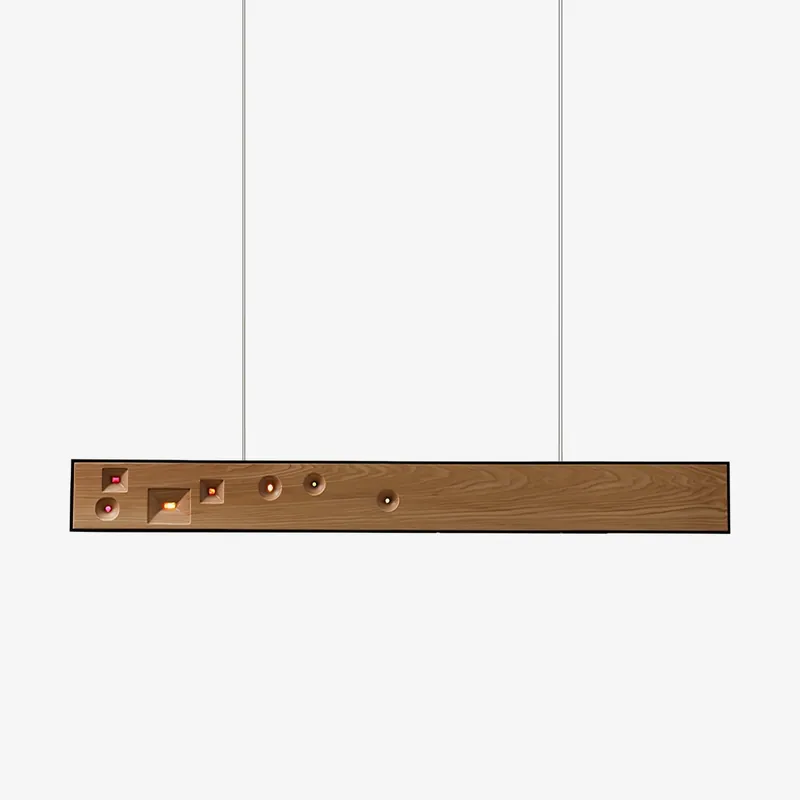 Lustra Suspension Bois Pierre Précieuse Linéaire LED