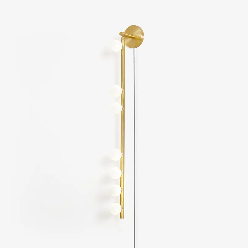 Pamela Tube Plug-in Brass Glass Wall Lamp
