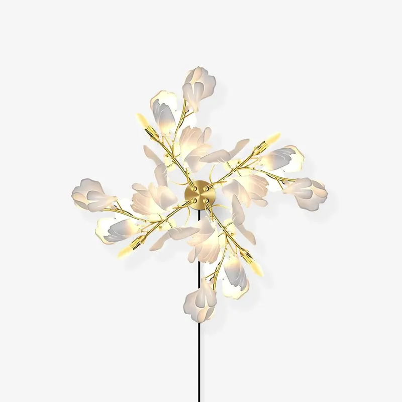 Lustra Wall Lamp Gingko Flowers Brass