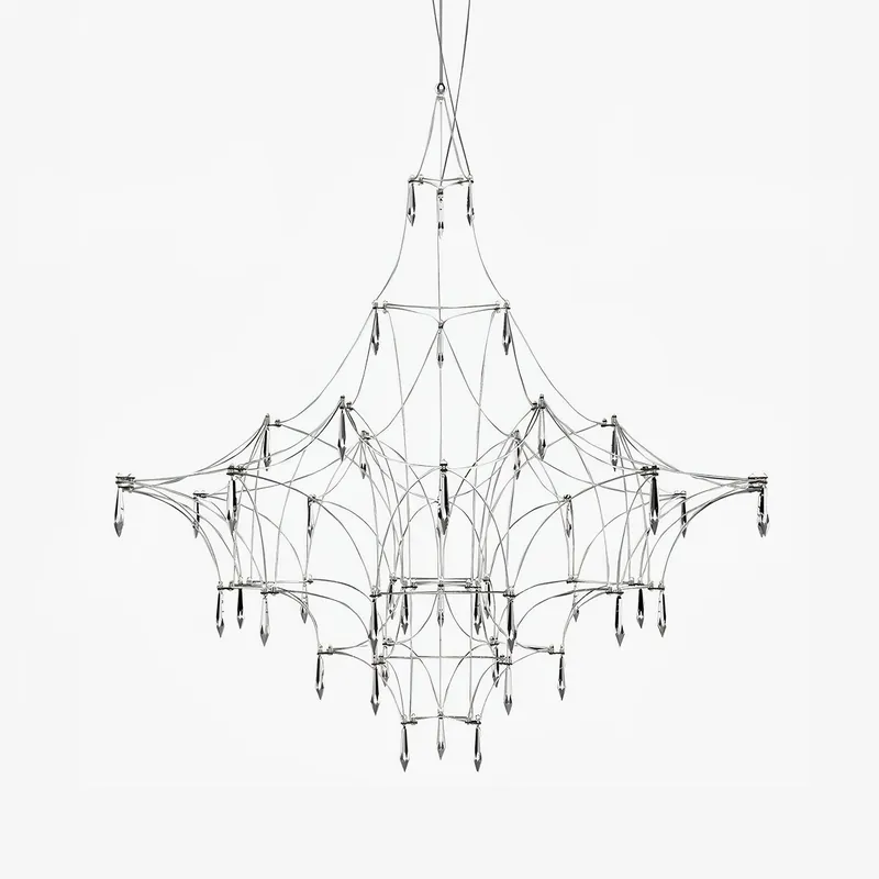 Lustra Lustre en Acier Inoxydable et Cristal en Maille