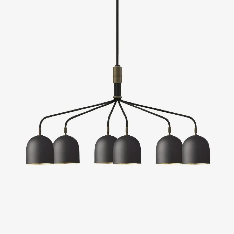 Lustra Lustre Noir en Laiton Industriel