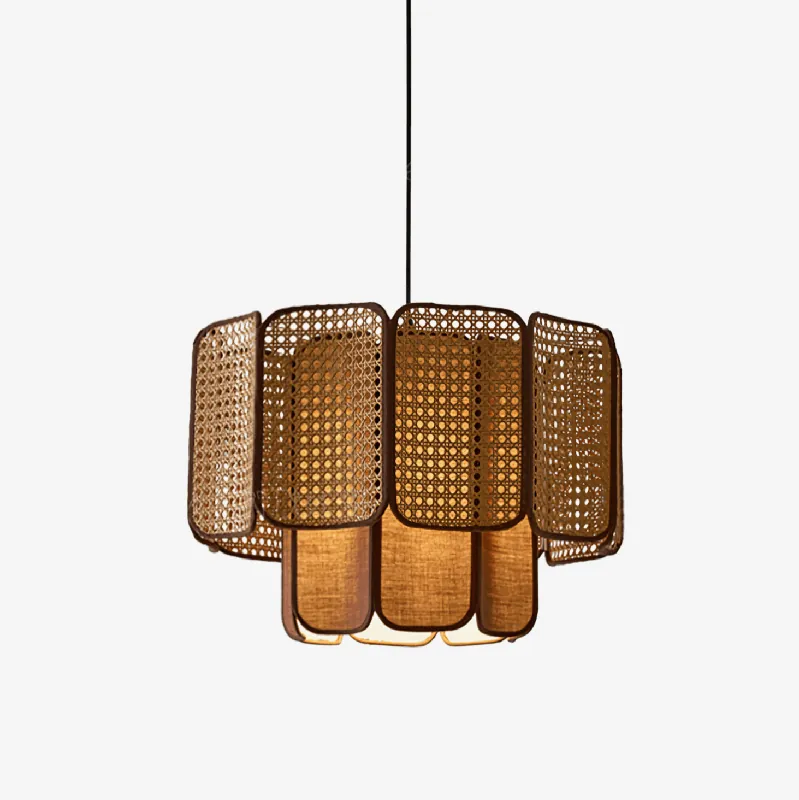 Cane Lampe Suspendue Vintage en Tissu