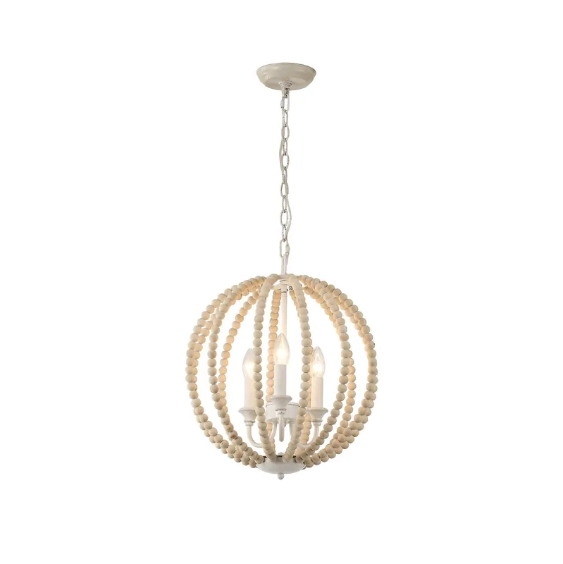 Vanoren Suspension Moderne Minimaliste en Bois et Métal Avec Perles
