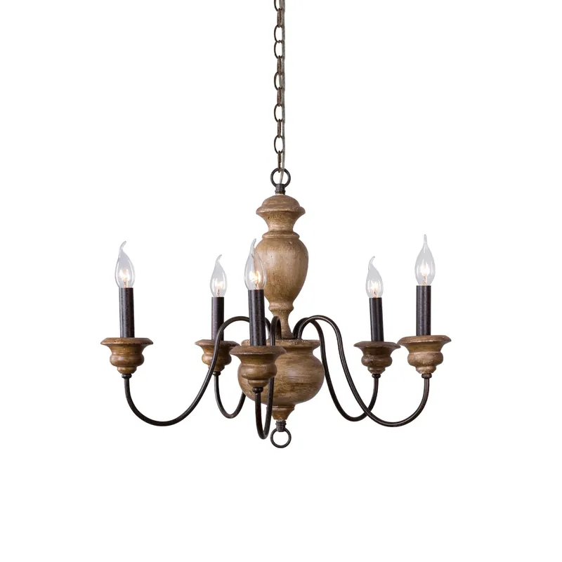 Evvine Lustre Vintage Industriel en Bois et Métal