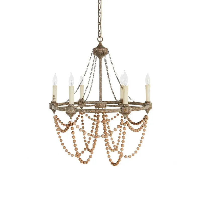 Eurnoros Lustre Vintage Industriel en Bois et Métal