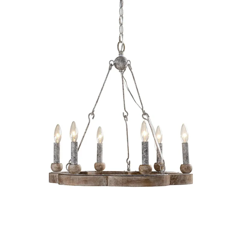 Mysilora Lustre Industriel Vintage Roue Bois Métal