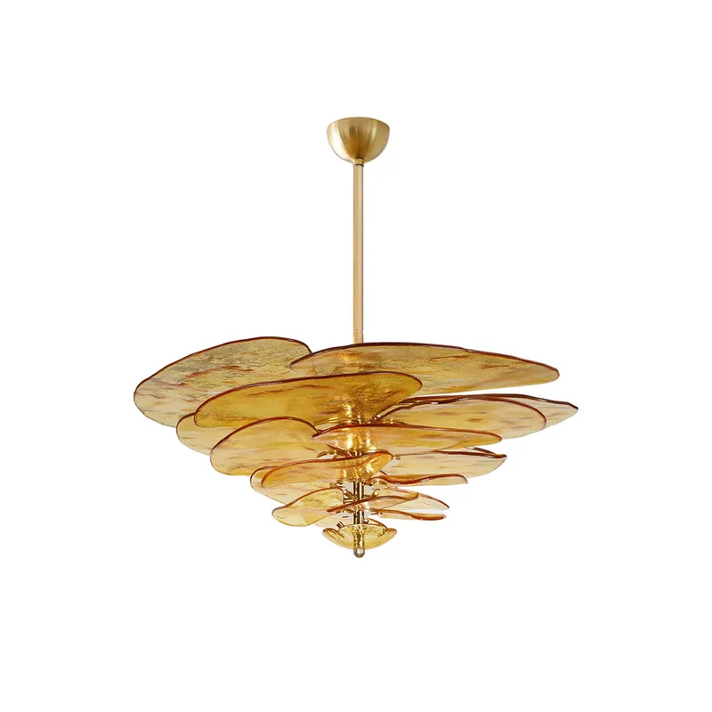 Evvinora Lustre En Métal Et Verre à Couches De Feuilles Créativité Individuelle