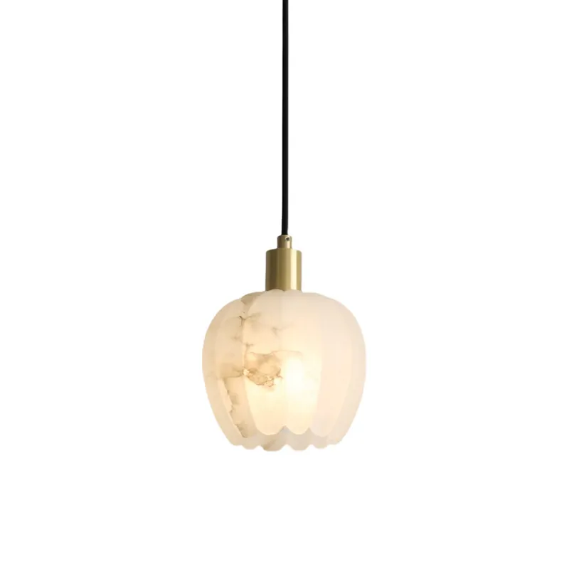 Lampe Pendentive en Laiton et Albâtre Moderne Minimaliste Olraeos