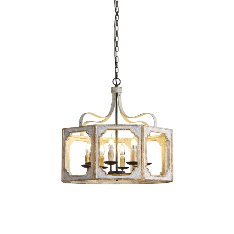 Lampe Pendentive en Bois et Métal Country Créativité Individuelle Virinira
