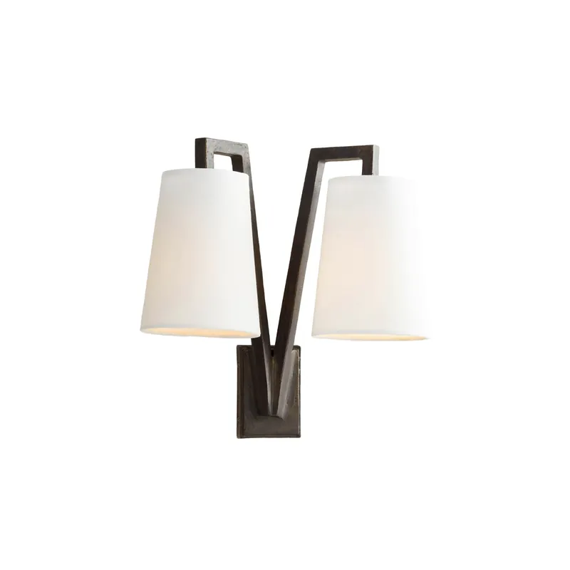 Lampe Murale Double en Laiton et Tissu Industrielle Vintage Ivmarel