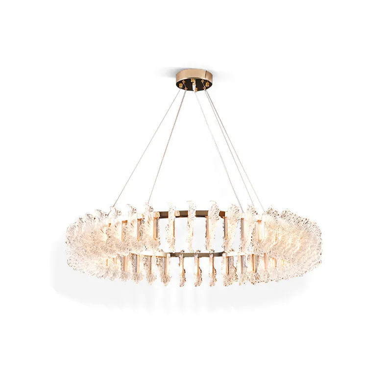 Chandelier en Verre et Acrylique de Luxe Ulcarir Feuille