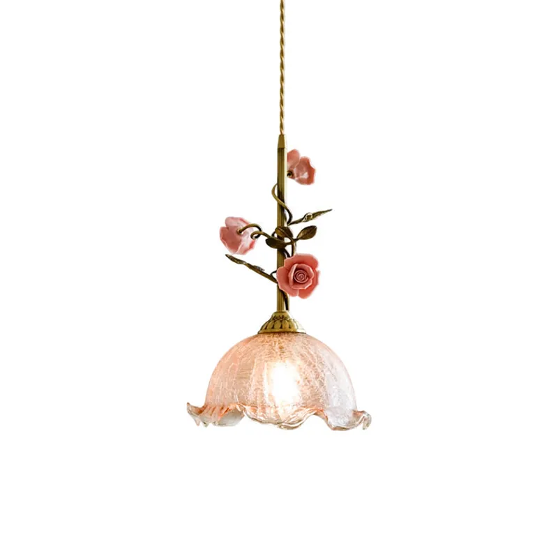 Ilsoris Lampe Pendentive Céramique Verre Rose Créativité Individuelle
