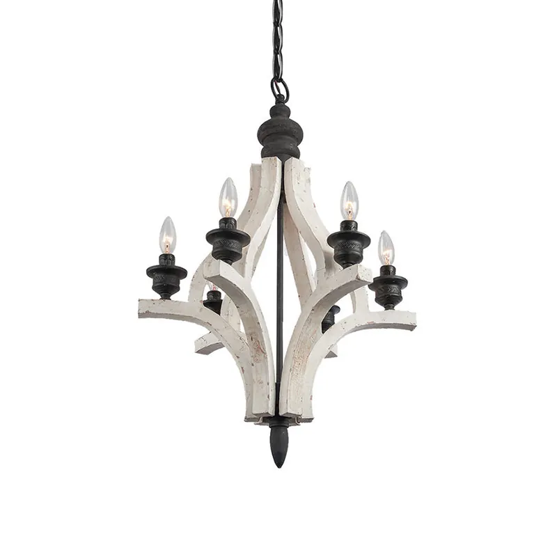 Ephaos Chandelier Métal Bois Industriel Vintage