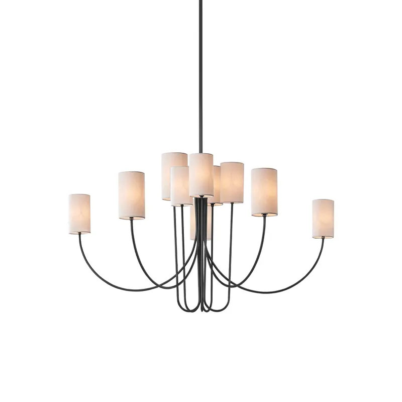Asolira Chandelier Tissu Noir Industriel Vintage