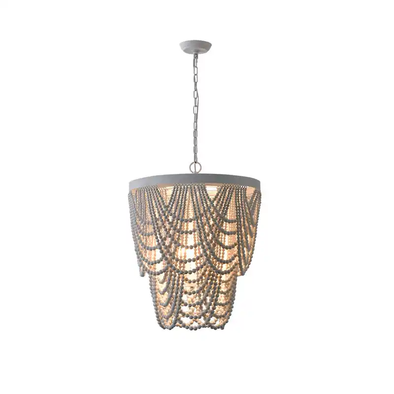 Ordore Chandelier Bois Métal Luxe Postmoderne