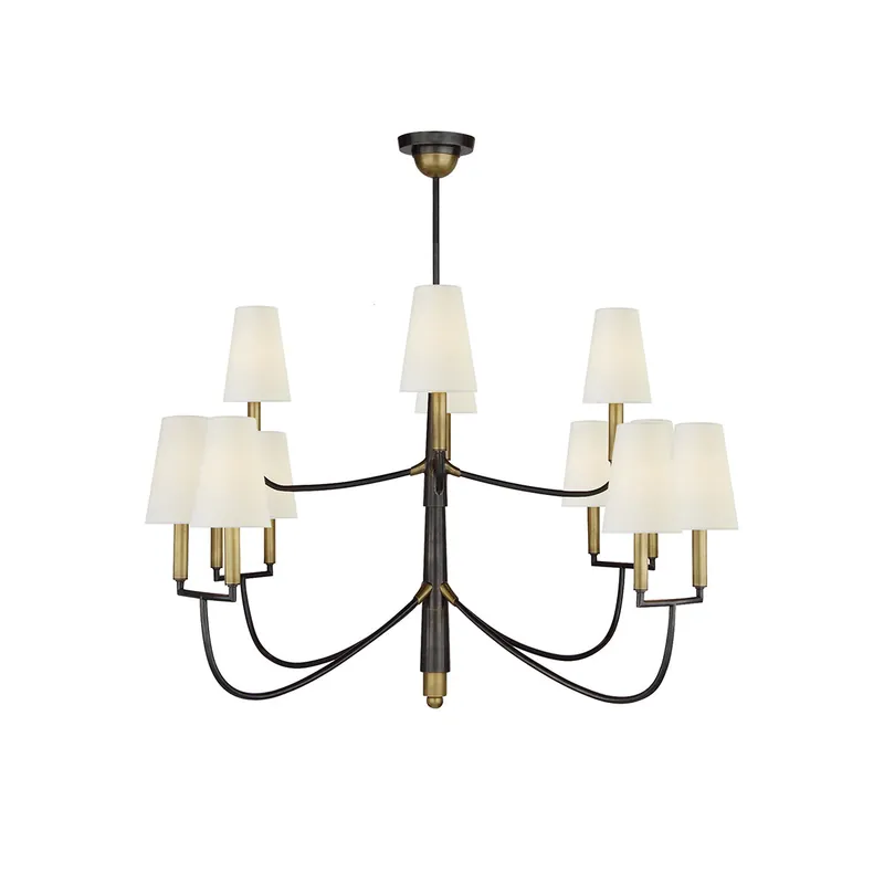 Lyshae Chandelier Laiton Tissu Industriel Vintage Salon