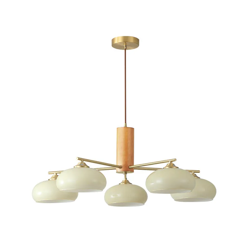 Nova Chandelier Métal Verre Kaki Naturel Salon