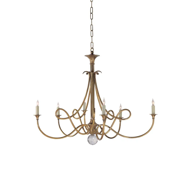 Braid Chandelier Cristal Laiton Double Vintage Salon