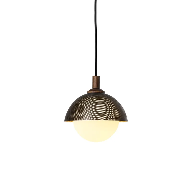 Pith Suspension Métal Bois Perforé Dôme Minimaliste Moderne