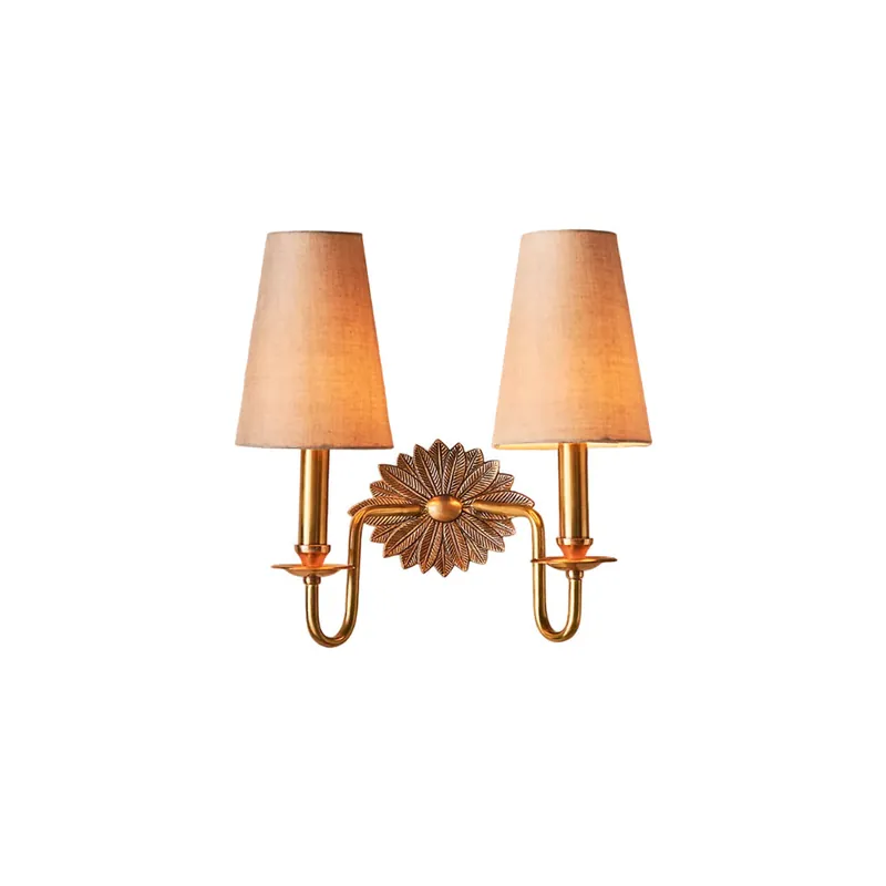 Nimb Applique Murale Double en Tissu et Laiton Élégance Premium